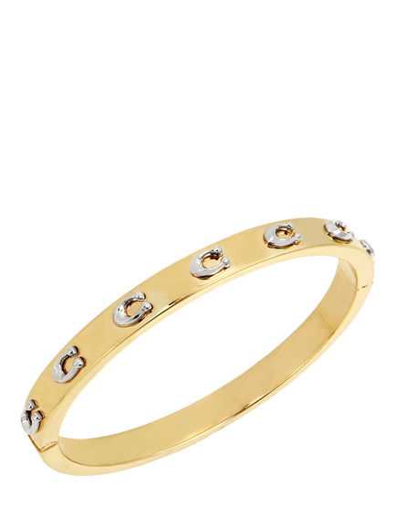 Coach Hinged C Bangle Bracelet, Twotone - view 2, Twotone