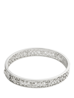 Coach Cut Out Hinged Bangle, Rhodium, Rhodium