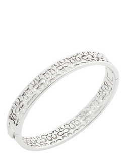 Coach Cut Out Hinged Bangle, Rhodium - view 2, Rhodium
