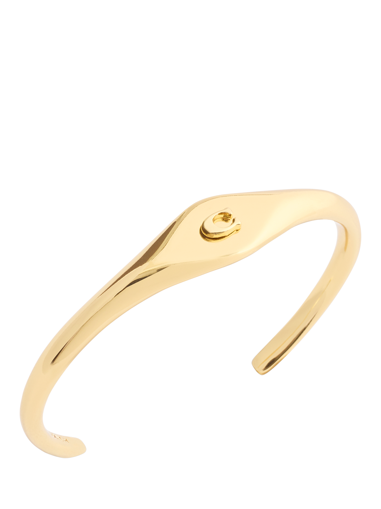 Product image 2 of 3, which shows Coach Signet Sculpted C Open Cuff, Gold