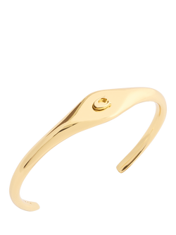 Coach Signet Sculpted C Open Cuff - view 2, Gold