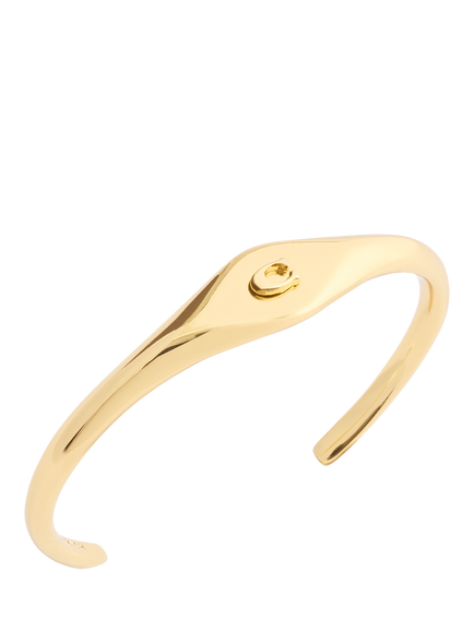 Coach Signet Sculpted C Open Cuff - view 2, Gold