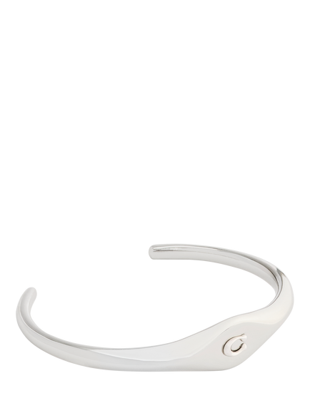 Coach Signet Sculpted C Open Cuff, Rhodium