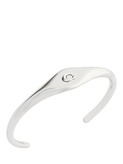 Coach Signet Sculpted C Open Cuff - view 2, Rhodium