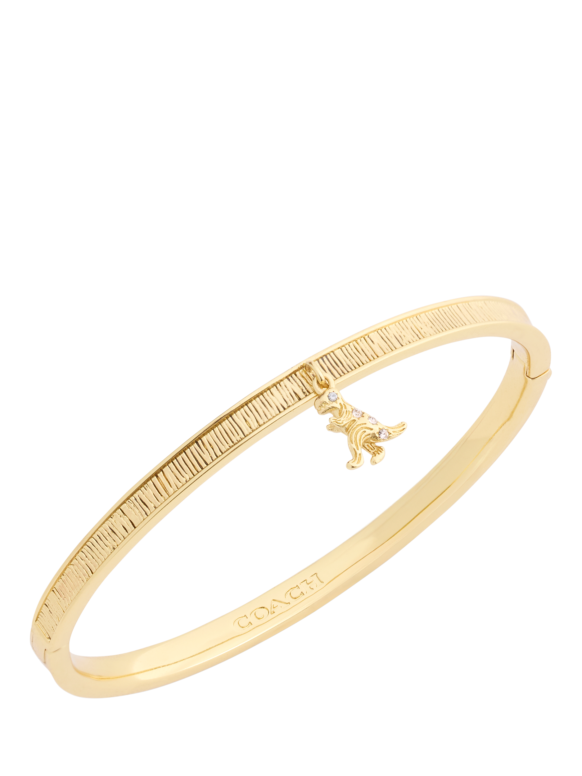 Product image 2 of 5, which shows Coach Rexy Dino Charm Hinged Bangle, Gold