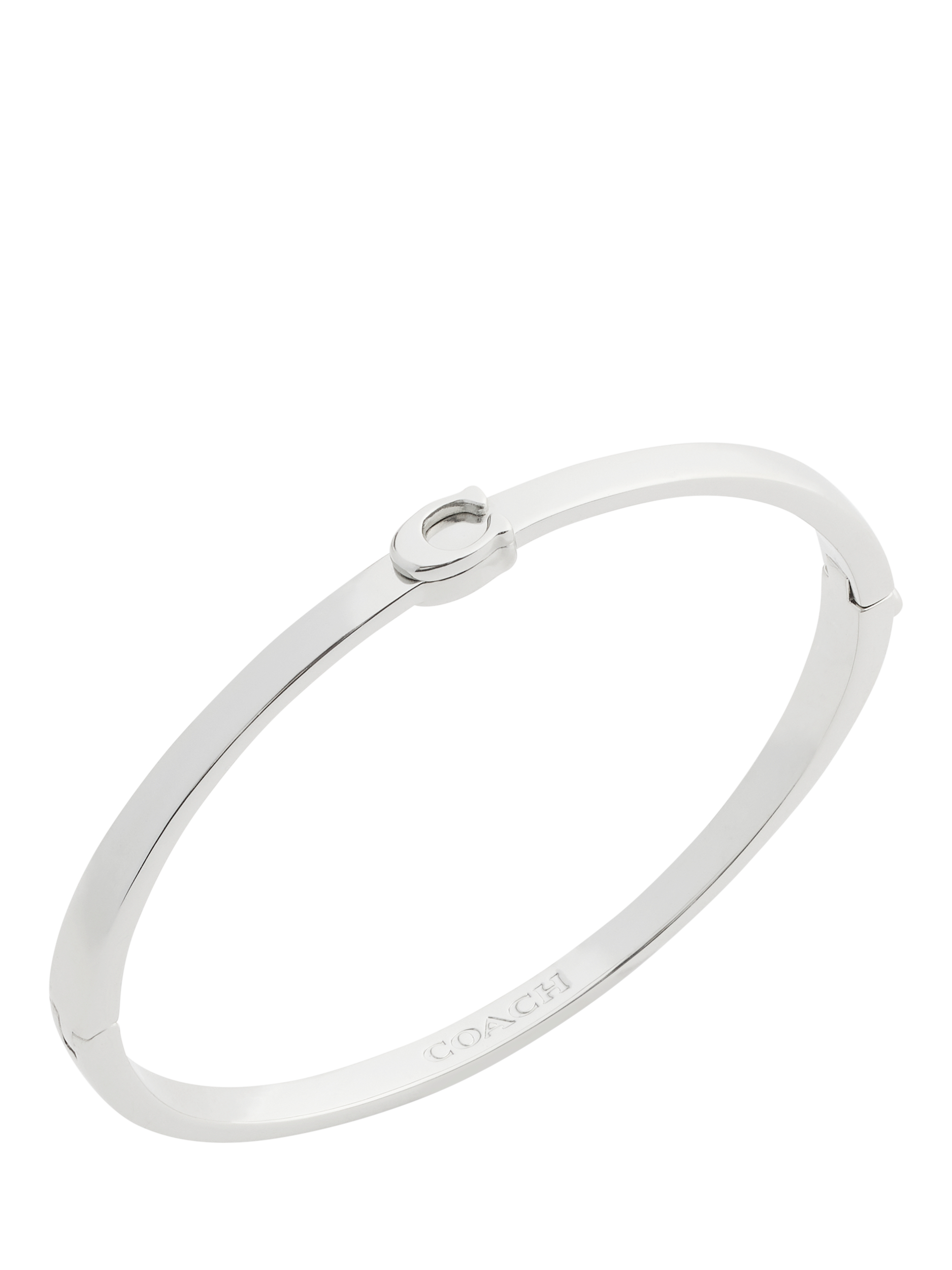 Coach Sculpted C Hinged Bangle, Rhodium