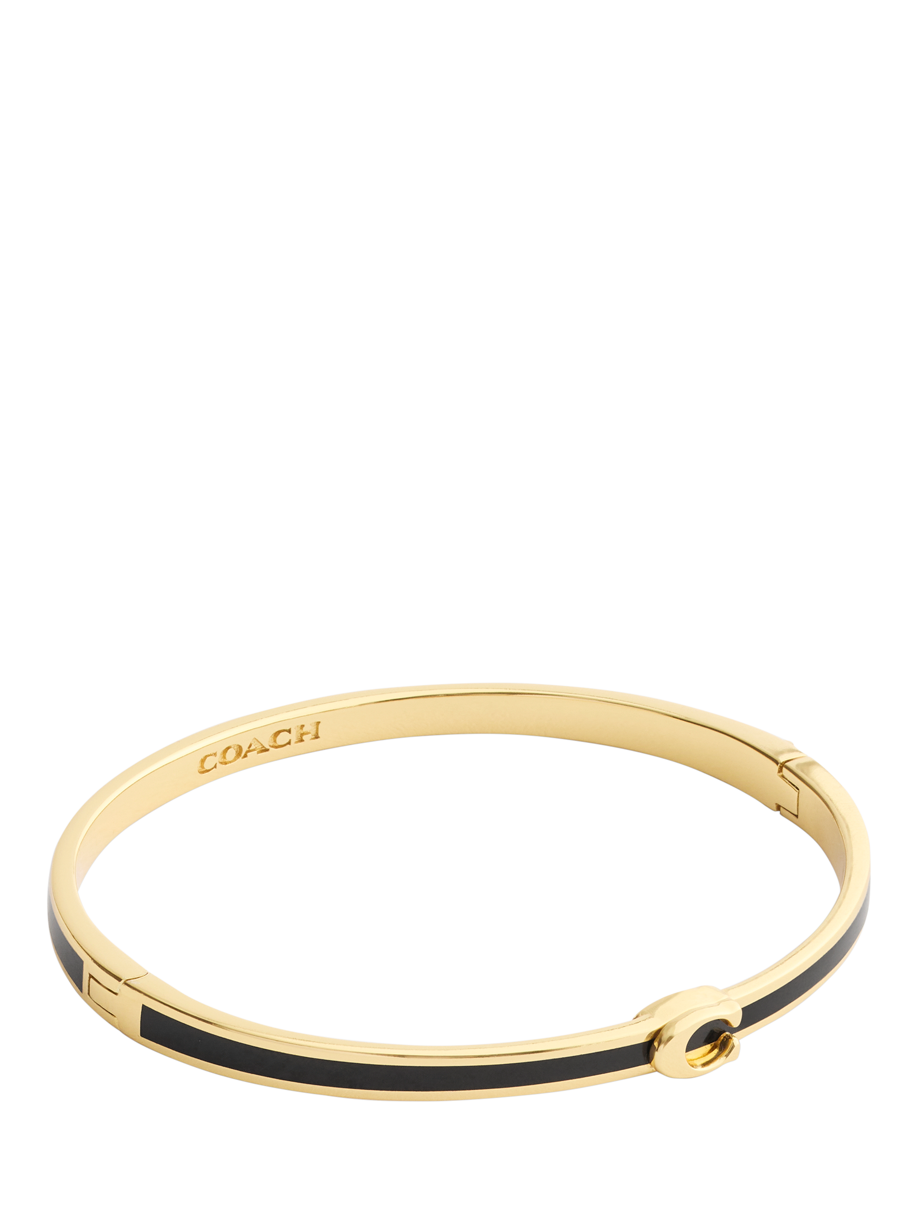 Product image 1 of 6, which shows Coach Sculpted C Enamel Hinged Bangle, Gold