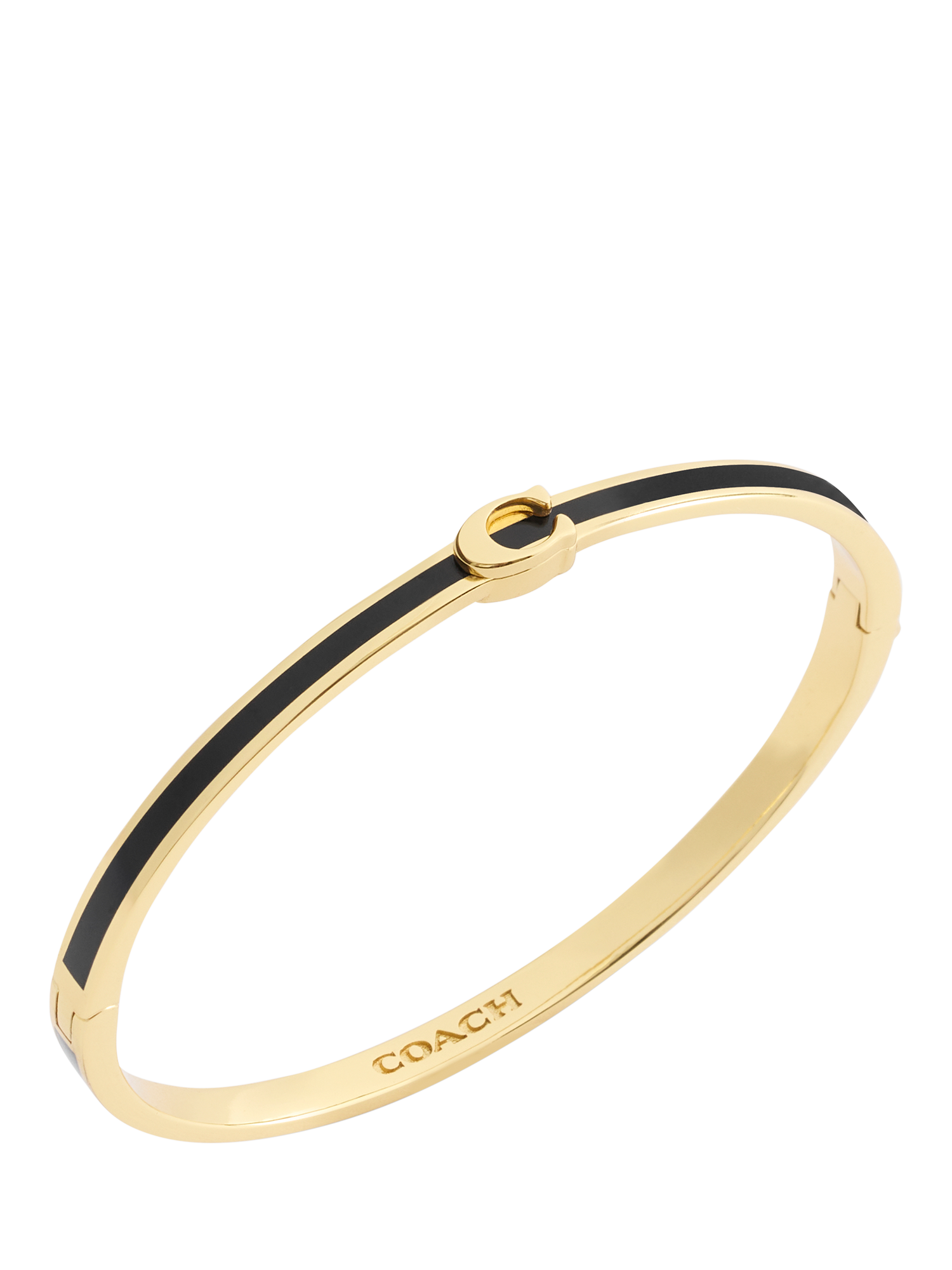 Product image 3 of 6, which shows Coach Sculpted C Enamel Hinged Bangle, Gold