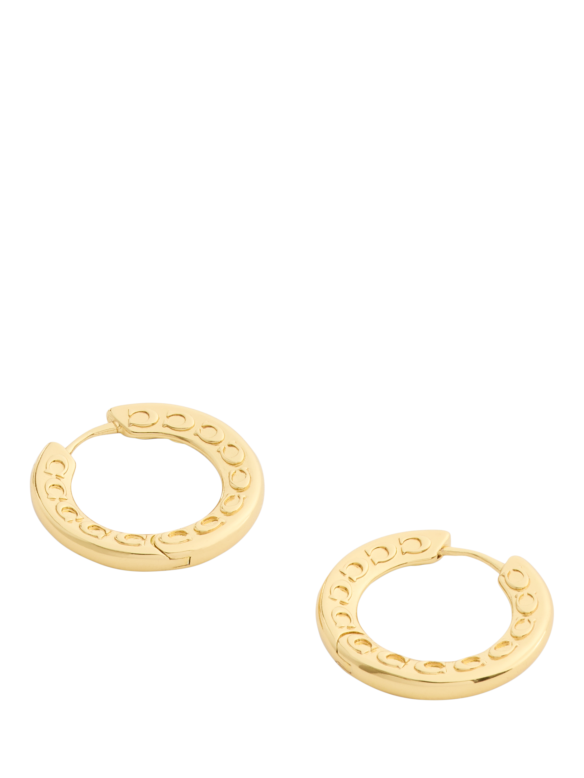 Product image 2 of 3, which shows Coach Sculpted C Hoop Earrings, Gold