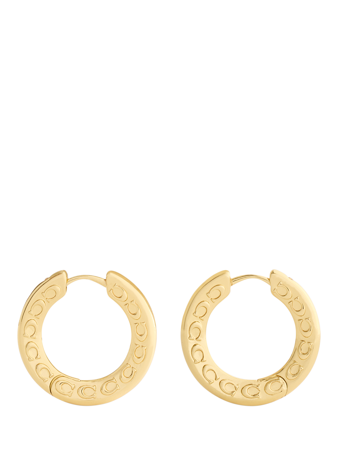Product image 3 of 3, which shows Coach Sculpted C Hoop Earrings, Gold