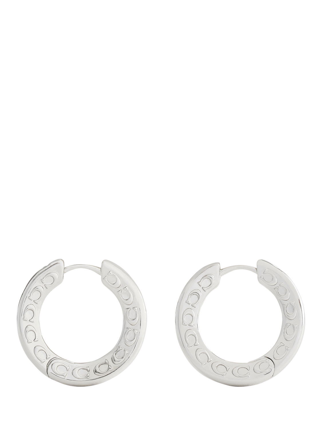 Product image 3 of 3, which shows Coach Sculpted C Hoop Earrings, Rhodium