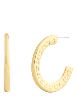 Coach Sculpted C Minimal Hoop Earrings, Gold
