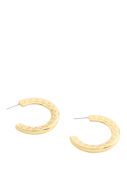Coach Sculpted C Minimal Hoop Earrings - view 2, Gold
