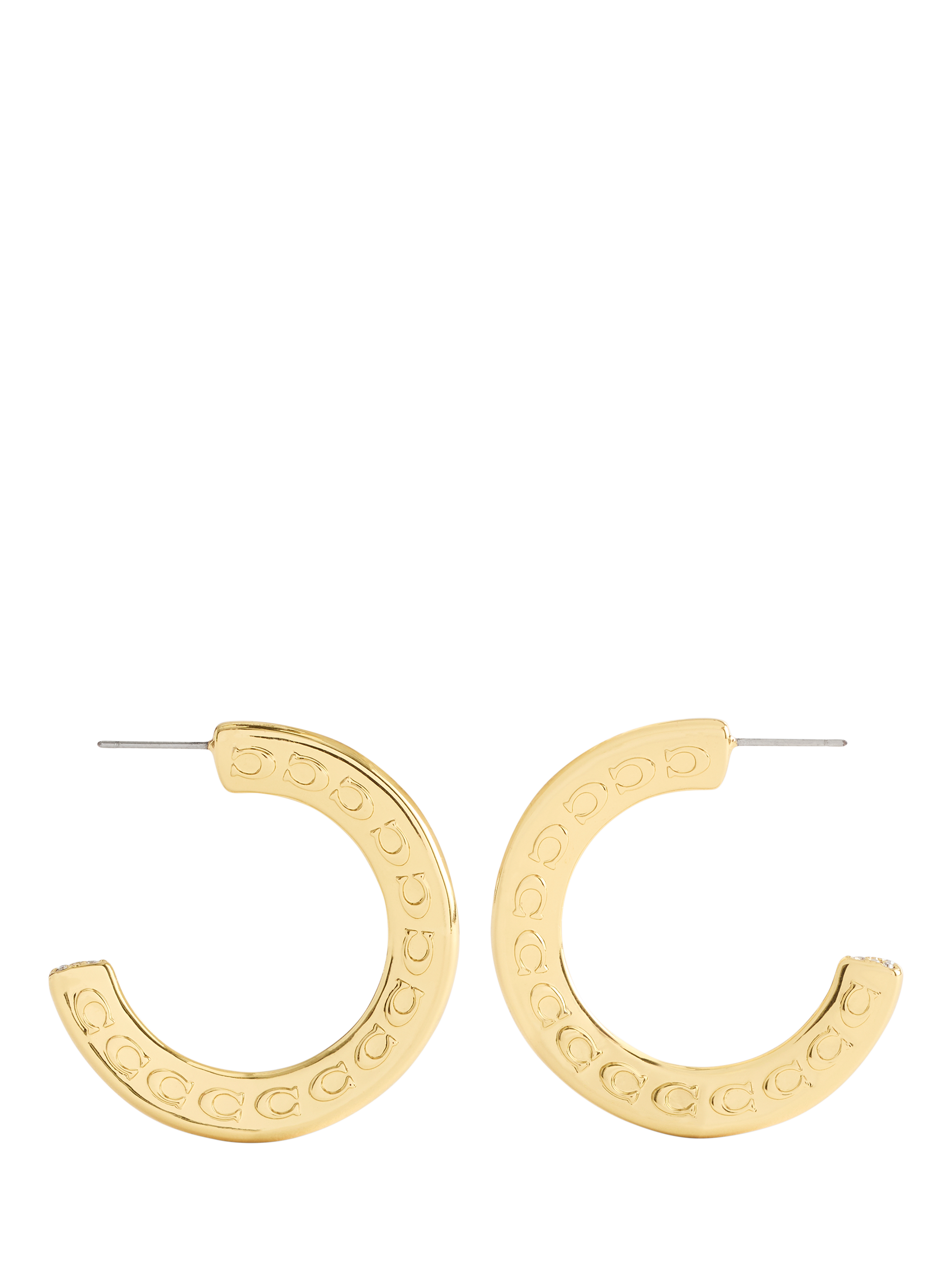 Product image 3 of 3, which shows Coach Sculpted C Minimal Hoop Earrings, Gold