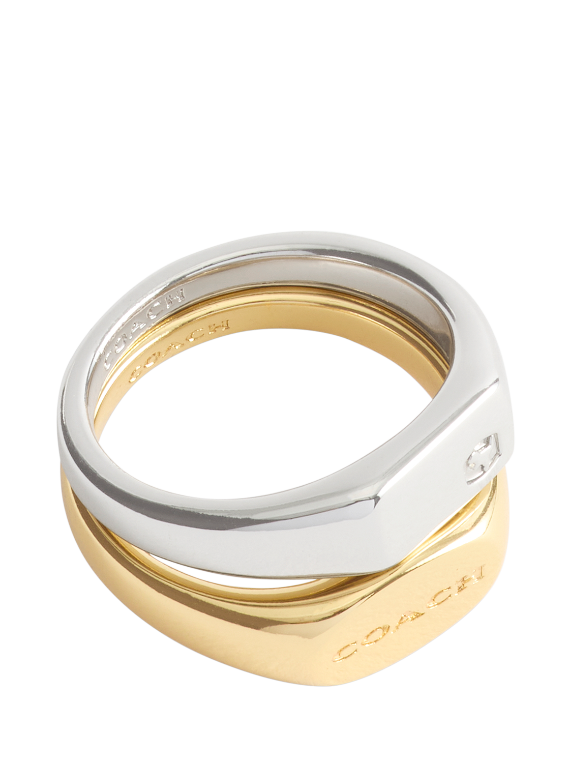 Product image 1 of 3, which shows Coach Signet Ring Set, Twotone, Size O