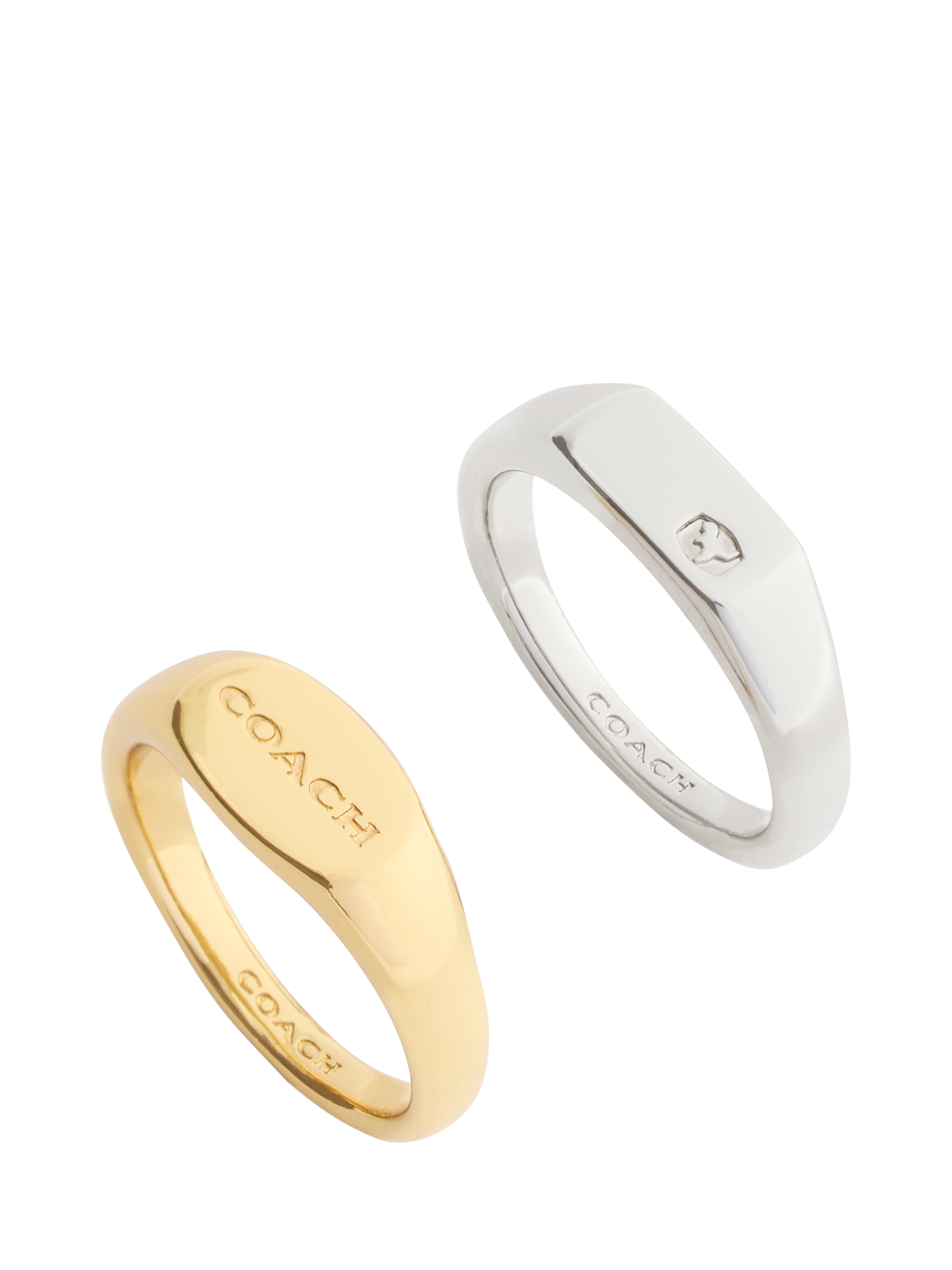 Product image 3 of 3, which shows Coach Signet Ring Set, Twotone, Size O