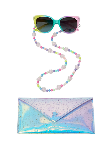 Angels by Accessorize Kids' Ombre Cat's Eye Sunglasses, Chain & Case Set, Ombre