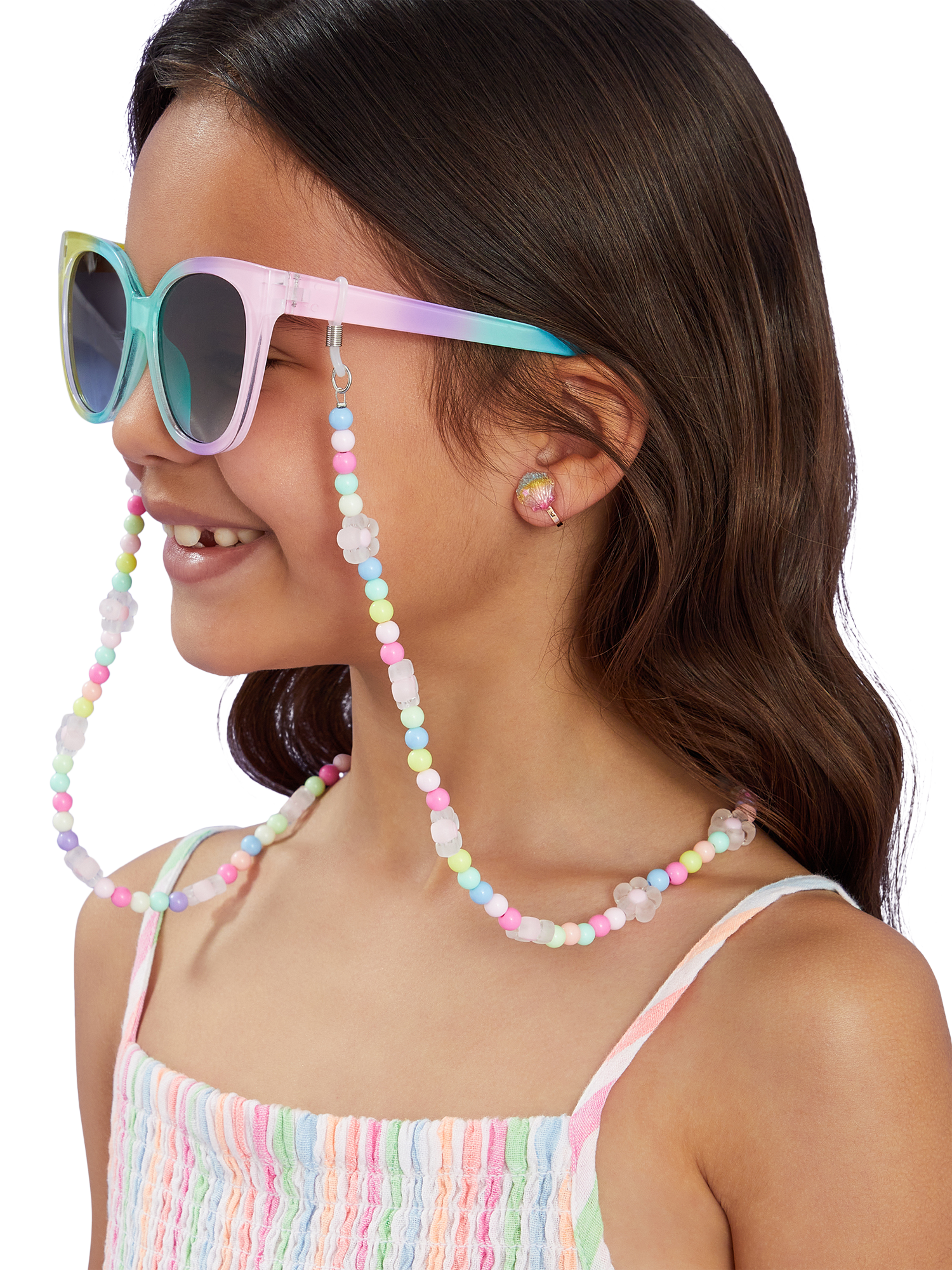 Product image 2 of 3, which shows Accessorize Angels by Accessorize Kids' Ombre Cat's Eye Sunglasses, Chain & Case Set