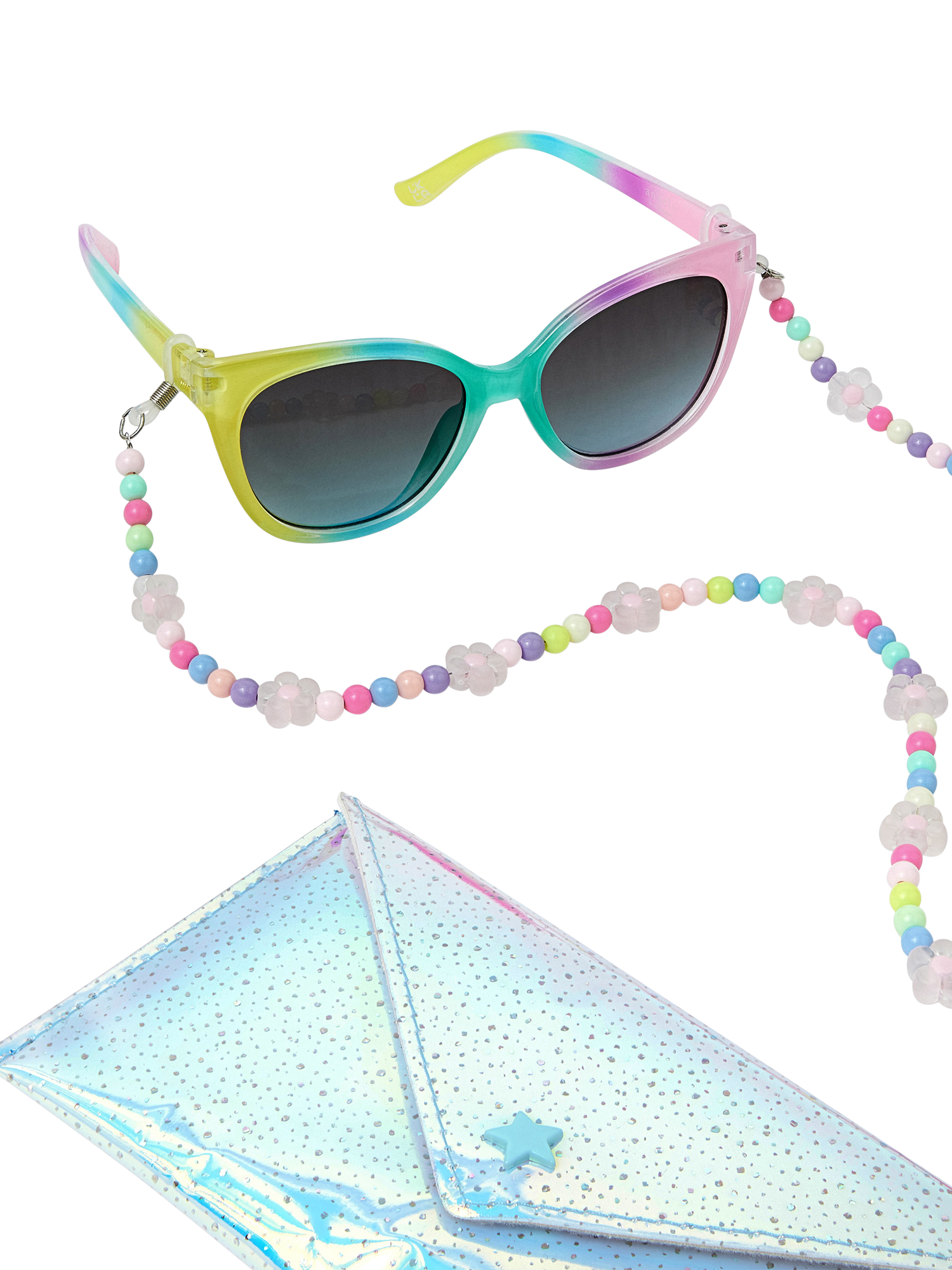 Product image 3 of 3, which shows Accessorize Angels by Accessorize Kids' Ombre Cat's Eye Sunglasses, Chain & Case Set