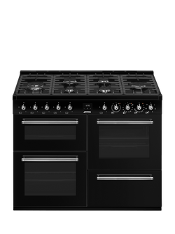 Smeg Concert CX113GMBL Dual Fuel Gas Hob Range Cooker, Black, Black
