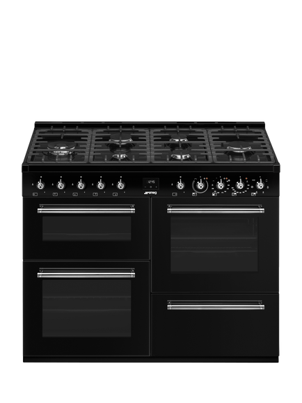 Smeg Concert CX113GMBL Dual Fuel Gas Hob Range Cooker, Black, Black