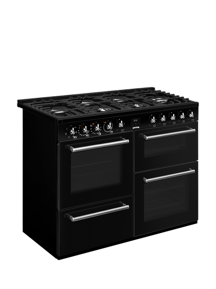Smeg Concert CX113GMBL Dual Fuel Gas Hob Range Cooker, Black - view 2, Black