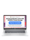 HP Chromebook 14a-nf0003na Laptop, Intel N100 Processor, 8GB RAM, 128GB, 14” Full HD, Glacier Silver