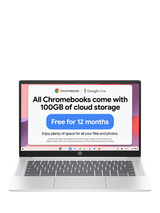 HP Chromebook 14a-nf0003na Laptop, Intel N100 Processor, 8GB RAM, 128GB, 14” Full HD, Glacier Silver