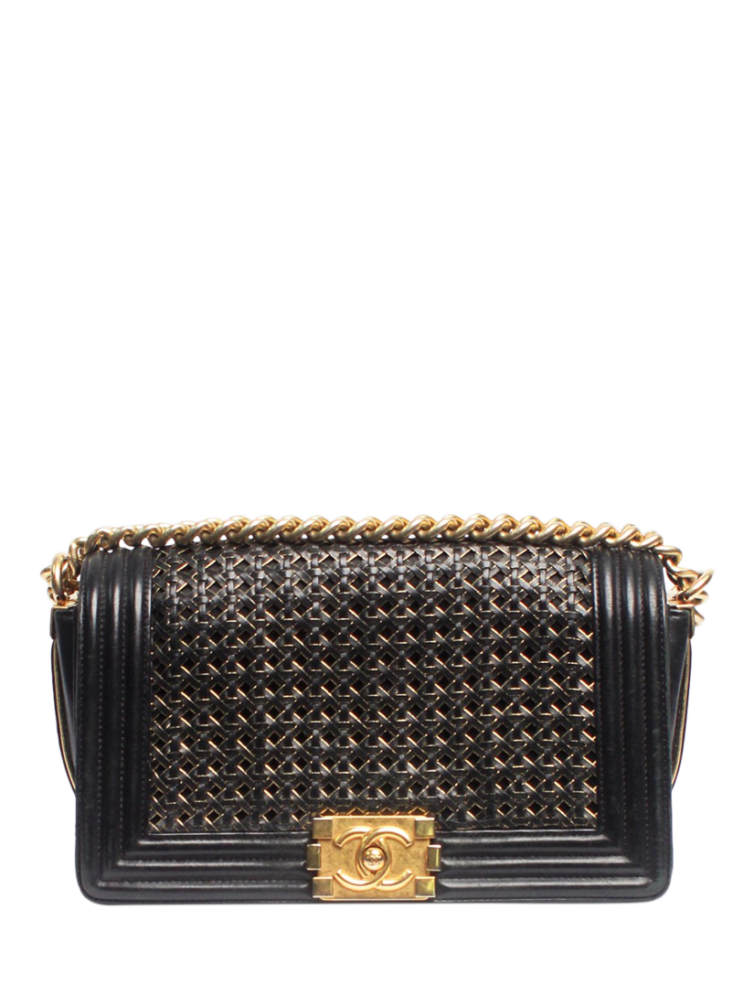 Pre-loved CHANEL 2014 Medium Lambskin Boy Shoulder Bag, Black