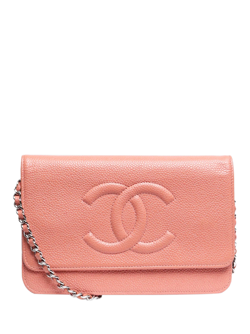 Pre-loved CHANEL CC Caviar Leather Wallet on Chain, Pink