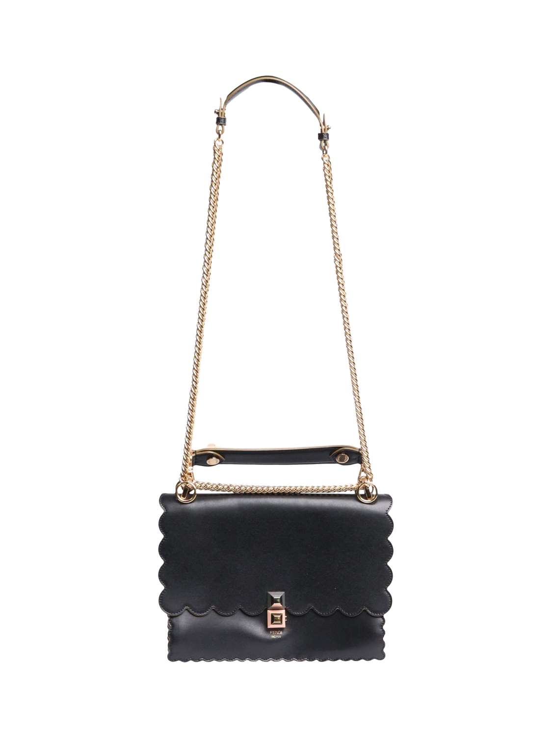 Pre-loved Fendi Kan I Leather Shoulder Bag, Black