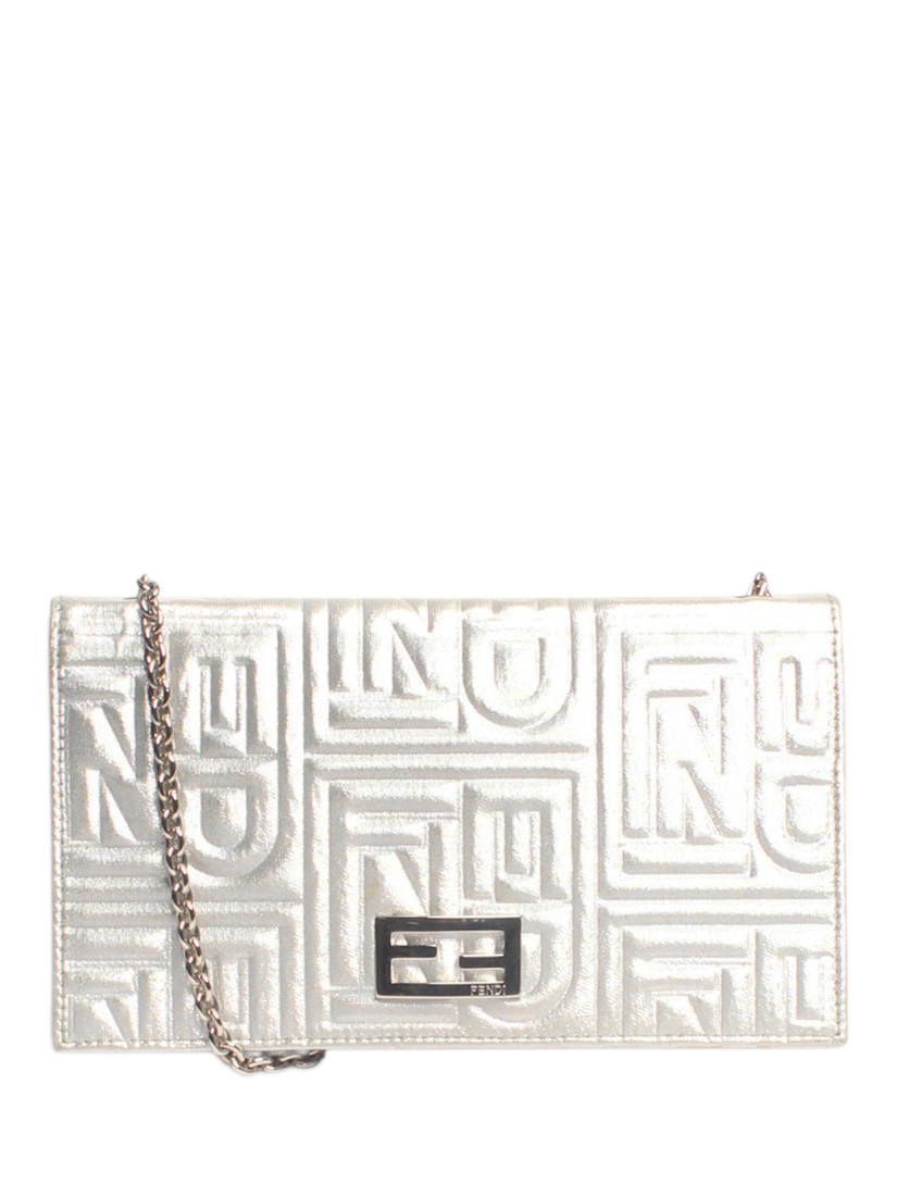 Pre-loved Fendi Metallic Chain Cross Body Bag, Silver