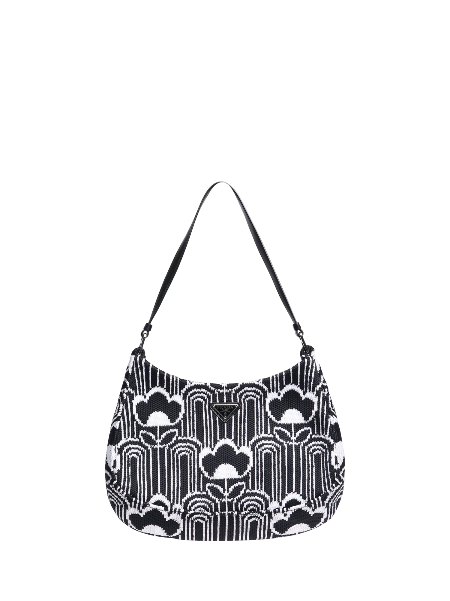 Pre-loved Prada Cleo Jacquard Canvas and Leather Shoulder Bag, Black