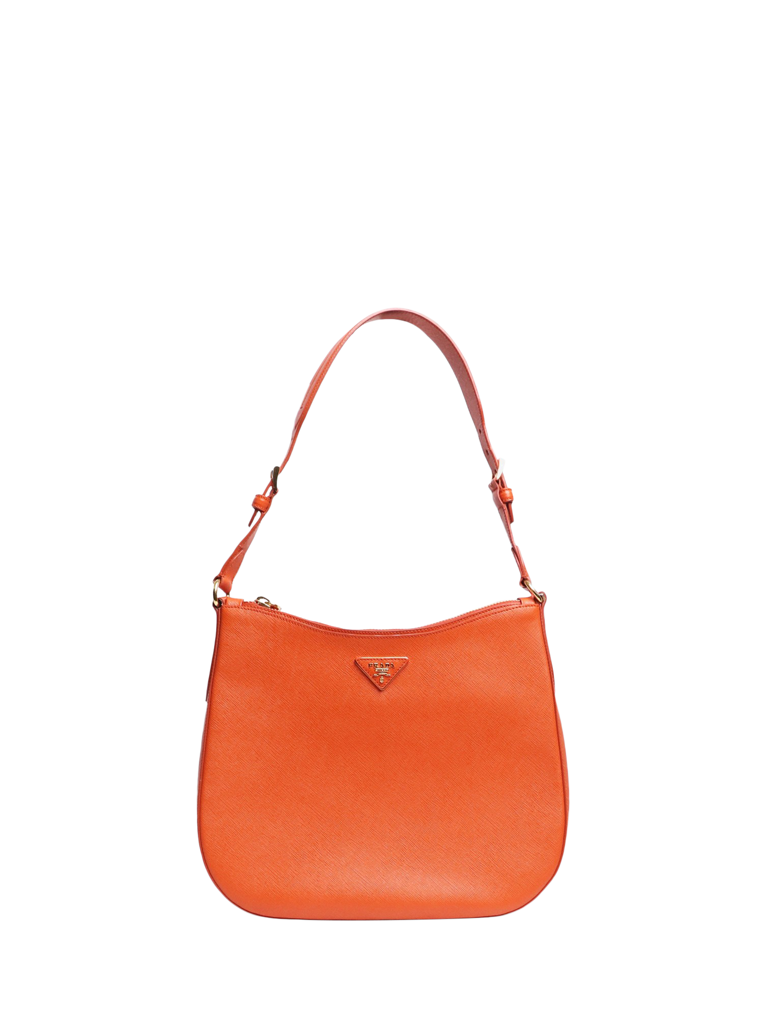 Pre-loved Prada Saffiano Leather Hobo Bag, Orange