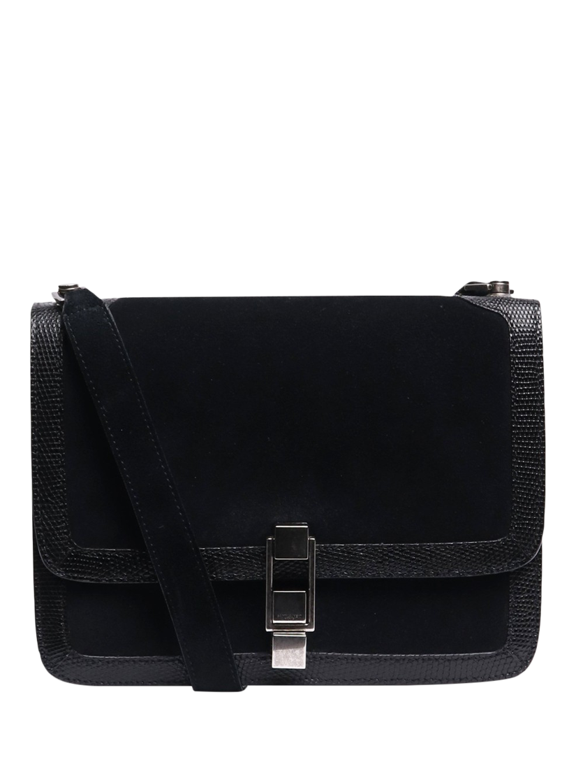 Pre-loved SAINT LAURENT Carre Suede Cross Body Bag, Black
