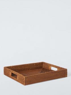 John Lewis Rattan Handled Tray, Natural, 