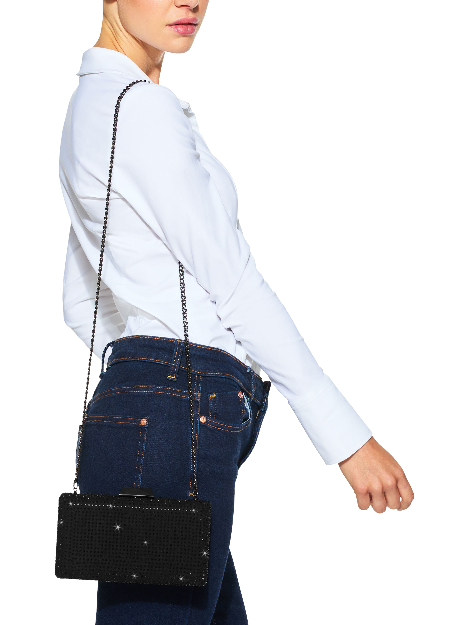 Product image 3 of 6, which shows KG Kurt Geiger Bella Gem Clutch Bag, Black