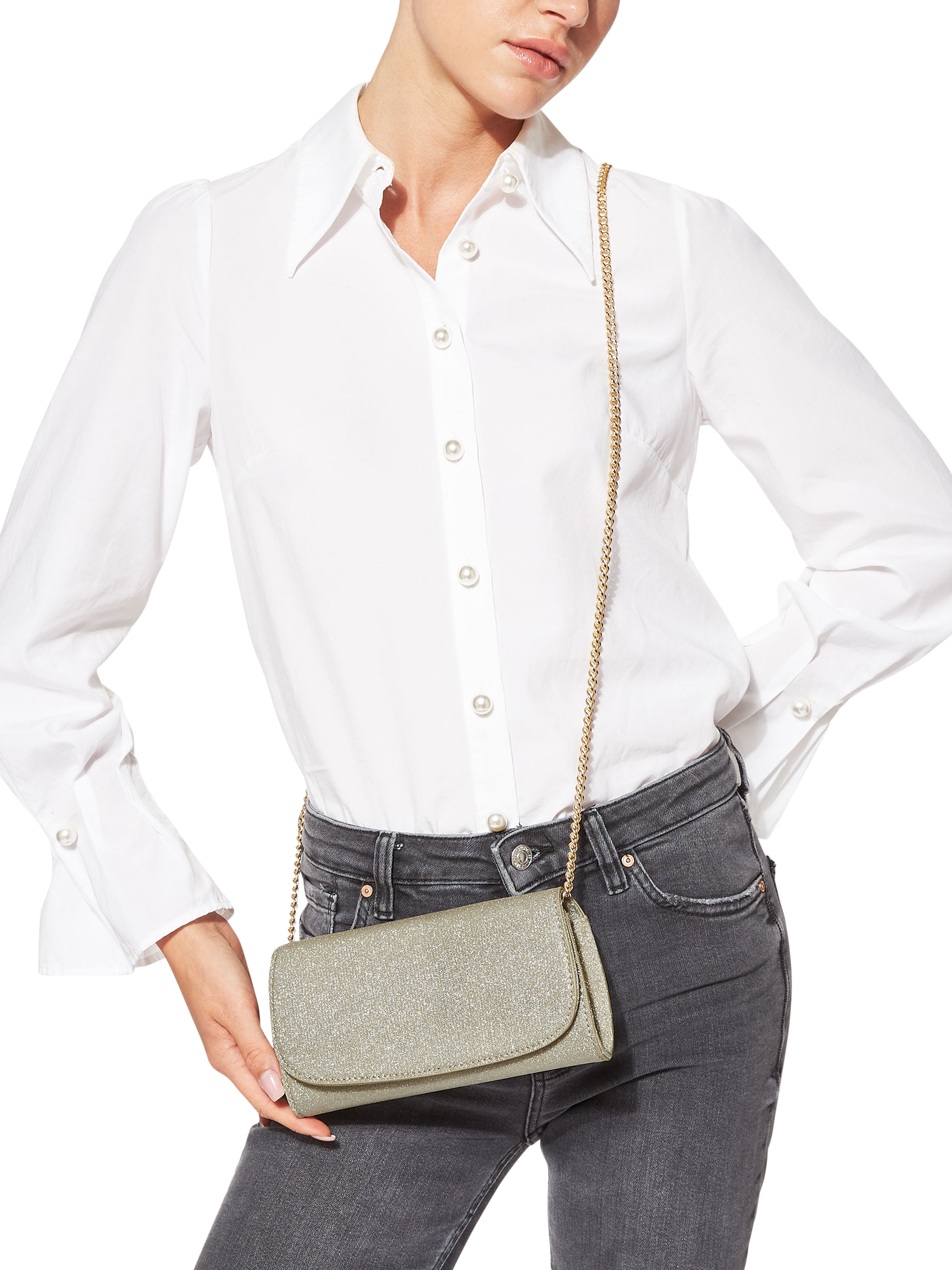 Product image 2 of 6, which shows KG Kurt Geiger Blake Clutch Bag, Gold