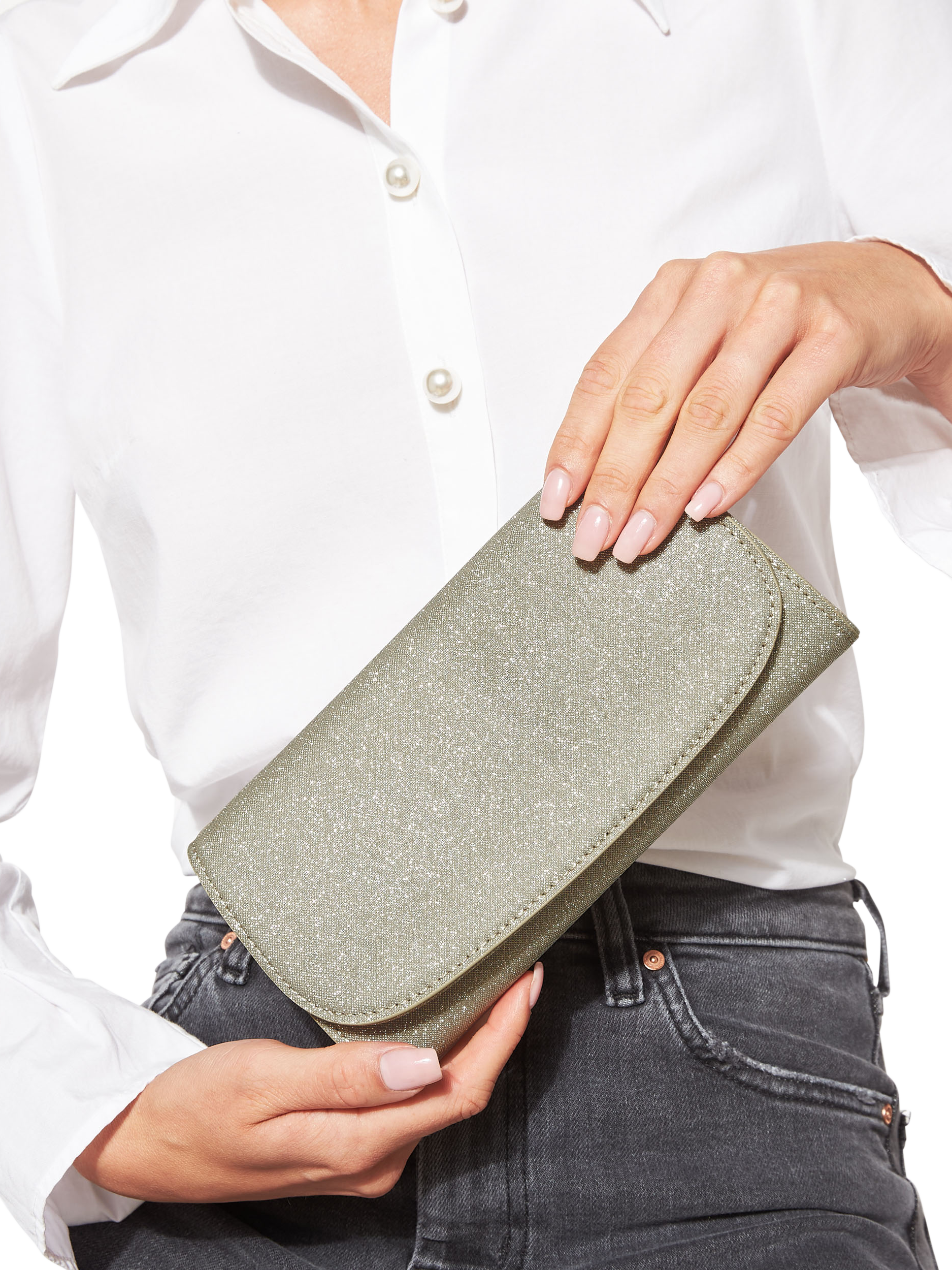 Product image 3 of 6, which shows KG Kurt Geiger Blake Clutch Bag, Gold
