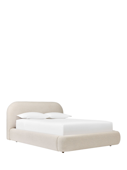 West Elm Laurent Upholstered Bed Frame, Double, Natural, Pebble