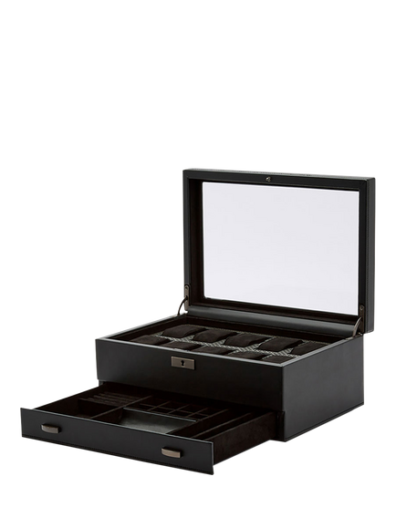 WOLF Axis Vegan Leather 10 Piece Watch Box with Storage, Powder Coated Steel - view 2, Powder Coat