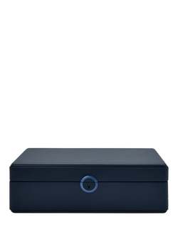 WOLF Earth Apple Leather 5 Piece Watch Box with Storage, Midnight Blue