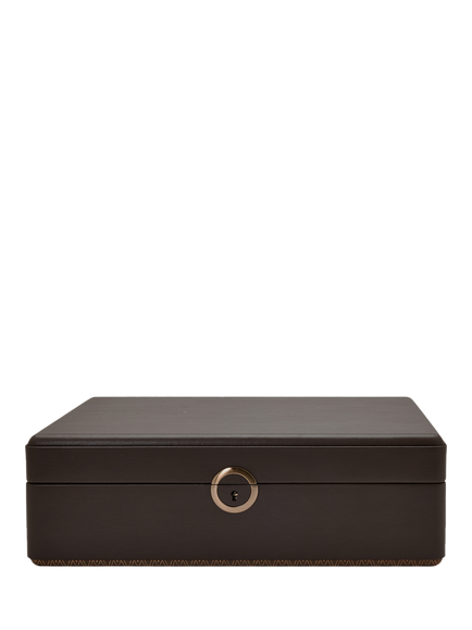 WOLF Earth Apple Leather 5 Piece Watch Box with Storage, Coffee