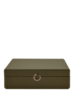 WOLF Earth Apple Leather 5 Piece Watch Box with Storage, Olive