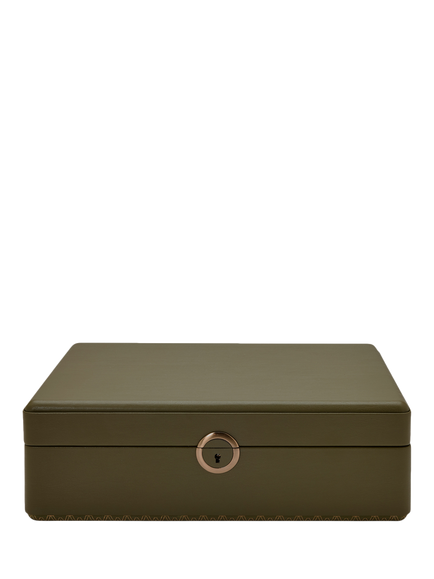 WOLF Earth Apple Leather 5 Piece Watch Box with Storage, Olive