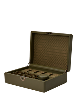 WOLF Earth Apple Leather 5 Piece Watch Box with Storage - view 2, Olive