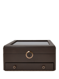 WOLF Earth Apple Leather Watch Stand Box with Glass Lid, Coffee