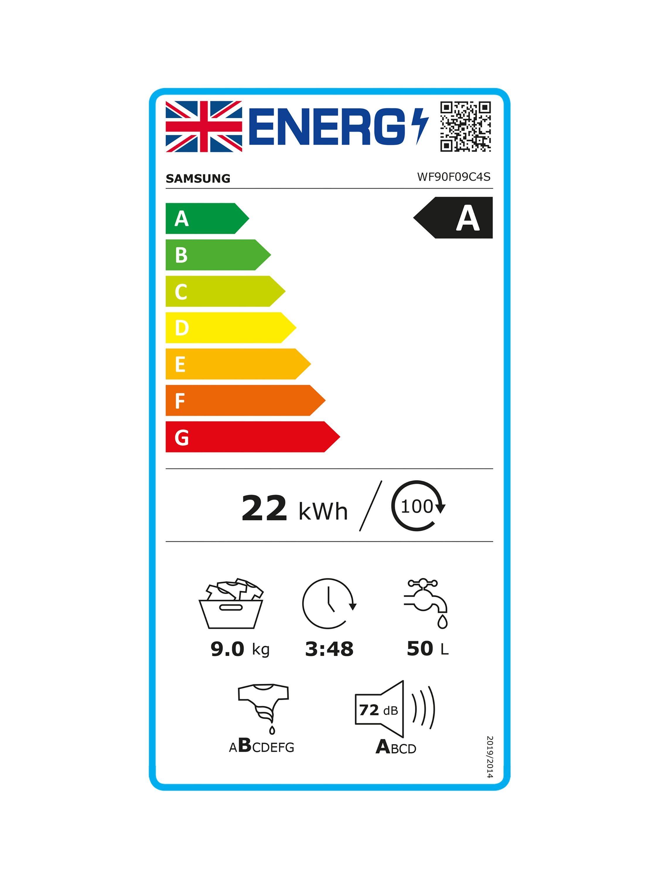 This item is rated A for energy efficiency on a scale from A (most efficient) to G (least efficient).