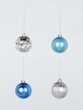 John Lewis Shatterproof Baubles, Box of 30, Blue/Silver