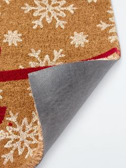 John Lewis Christmas Bow Door Mat, Red/Multi - view 2, Red/Multi